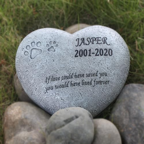 Pietre commemorative per cani a forma di cuore, pietre commemorative personalizzate per animali domestici, lapidi per cani, pietre da giardino all'aperto per cani, regalo commemorativo per cani di