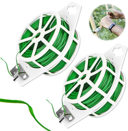 300 m Filo per Legare Piante 2 Rotoli Filo per Legare Pomodori Filo per Legame da Giardino con Tagliafili Legacci per Giardinaggio, Floricoltura, Fai da Te