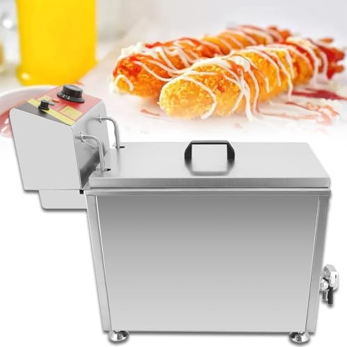 Eastnmythet Freidora eléctrica para palitos de Salchichas y Queso, freidora Comercial para Perros de maíz de 25 litros, máquina para Hacer palitos de Salchichas y Queso con encimera de Acero