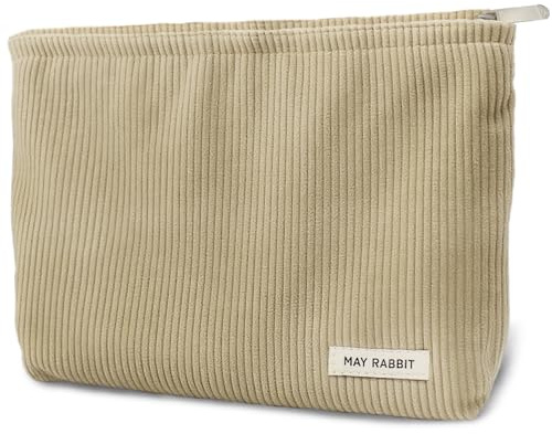 1 Pezzi Pochette Trucchi,Beauty Case da Viaggio,Borsa da Viaggio per Cosmetici,Borsa da Toilette in Velluto a Coste,Portatile Trousse Trucchi con Cerniera,per Conservazione Cosmetici(Albicocca)