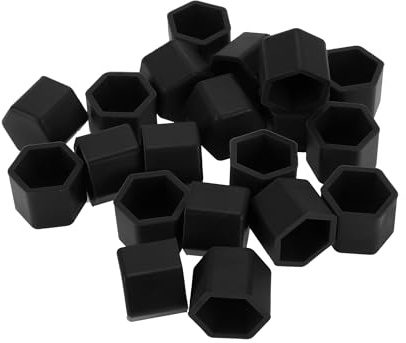 Partuto 20 stycken Hjulmutter bult fälgar däckmutter skruvar dammskydd skydd mutter skydd silikon svart 2,2 x 19 x 20,2 mm