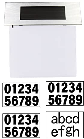 Uonlytech Plaque Numéro Maison Solaire Led Étanche Lampe Adresse Extérieure Inoxydable Éclairage Blanc Pour Porte Et Jardin