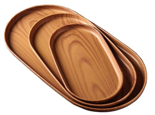Ovale Serviertablett, 3 Stück Oval Tabletts Dekotablett Deko Serviertablett Küchentablett, Einfach zu Reinigen, Vielseitig Einsetzbares Tablett für Badezimmer, Küche, Café