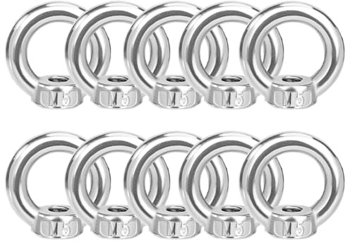 10 Stück Juttzzei Ringmutter M5, Verbessertes 304 Edelstahl Ringösen, M5 Ringmuttern Augenmutter, Ösenmutter für Befestigen Sie hängende Ornamente Blumentöpfe Schaukelständer