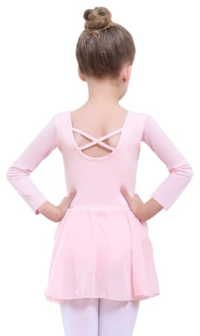 Ruikaisy Girls Ballet Dress Short/Long Sleeve Ballet Outfit Cotton Ballet Leotard Gymnastics Dance Leotard with Chiffon Skirt
