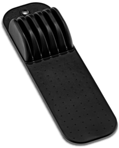 Bandeja organizadora de cajones de cuchillos de 5 ranuras, soporte delgado para cuchillos con alfombrilla antideslizante, almacenamiento compacto de cuchillos de cocina para cajones de hasta 30 cm (15