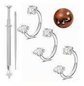 QWALIT 20g Horseshoe Nose Ring for Women Surgical Steel Double Stud Gem Horse Shoe Silver Nose Piercing Jewelry Half U Shaped Nostril Hoop Forward Helix Daith Cartilage Piercing Jewelry 20 gauge 8mm