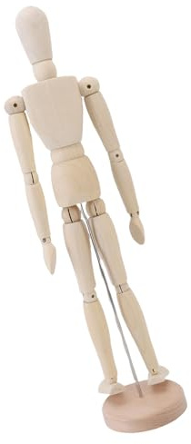 Cosiki Manichino Articolato in Legno, Figura Umana Dal Corpo Flessibile per Manichino da Disegno per Artista con Base, Adatto per Apprendere Proporzioni e Forma, Strumento Pratico Realistico