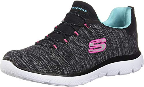 Skechers Femme Summits Quick Getaway Espadrilles, Black Light Blue, 37.5 EU