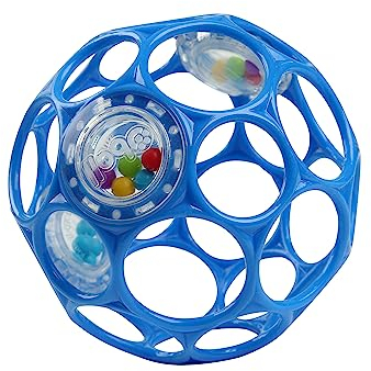 Bright Starts, Oball Rattle, Blau - Flexibles und leicht Greifbares Design, für Kinder Jeden Alters