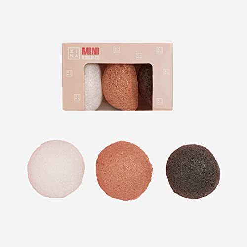 3INA MAKEUP - The Mini Konjacs - Multicolor - Esponjas naturales para exfoliar la piel - Esponja Konjac que no reseca la piel - Esponjas faciales con tres usos distintos - Vegan - Cruelty Free