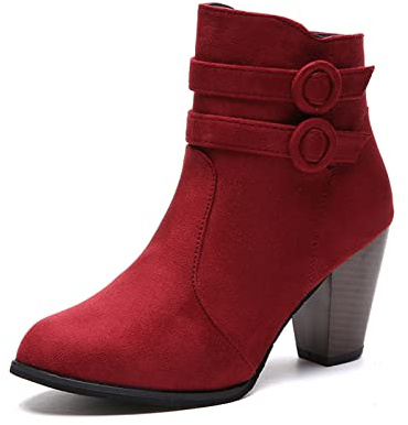 UMore Botas de Mujer Otoño Invierno 2025 Tacon Bajo Zapatos Largas Botas Forrado de Piel Antideslizante Cómodo Cremallera Hebilla