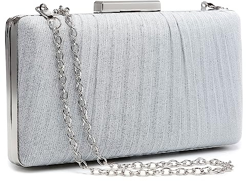 Dasein Women Evening Purses Clutch Bags Formal Party Clutches Wedding Purses Cocktail Prom Handbags (Pleated Silver)