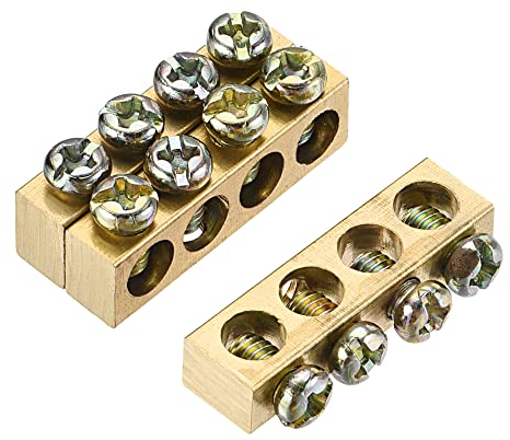 sourcing map 3 Stück Klemme Erdungsschiene Schraubblock Barriere Messing 4 Positionen 28.4 mm x 5.5 mm x 7.5 mm für elektrische Verteilung