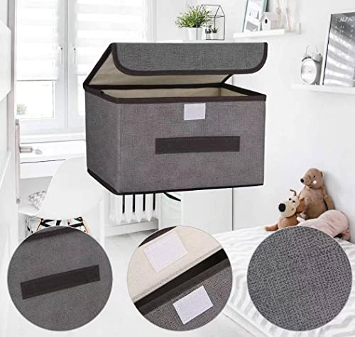 AURMOO 22L Scatole per Armadio, Contenitori con Maniglie, Organizzatori per Vestiti e Giocattoli, Tessuto non tessuto, Pieghevole(L37.5xW24.5xH24.5cm, Grigio, 2 Pezzi)