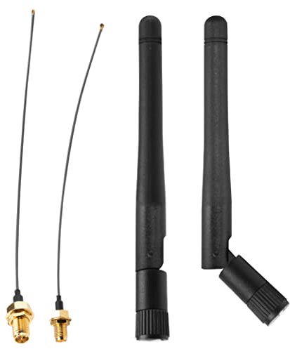 Akasa 2dBi Omni-Direktionale Tri-Band Wi-Fi Antenne + 15cm I-PEX MHF4L zu RP-SMA Female Pigtail Kabel, für Wireless Netzwerk Geräte, PC-Desktop, IP-Kamera, 2 Stück, A-ATBN-01