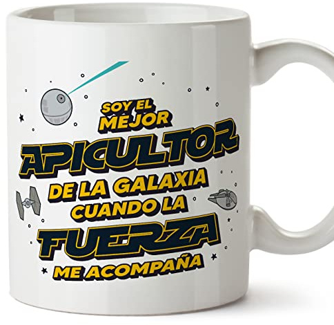 MUGFFINS Tazas para APICULTOR hombre - En Español - Mejor de la Galaxia Cuando Fuerza me Acompaña - 11 oz / 330 ml - Regalo original y divertido