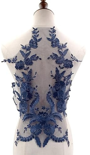 SYSUII Collo in pizzo, colletto con inserto in pizzo, scollatura, pizzo floreale, colletto con applicazione in pizzo, patch con motivo floreale, applique, toppe ricamate per cucire, vestito in tessuto