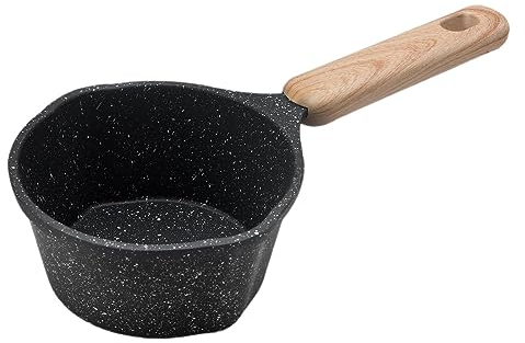 Casserole à Lait, Poêles antiadhésives et anti-rayures, Graduations Intérieures, Multifonctionnelle Petit Ustensiles Cuisine Bouillant Petite Casserole Pot Soupe pour Cuisinière, Induction, noir