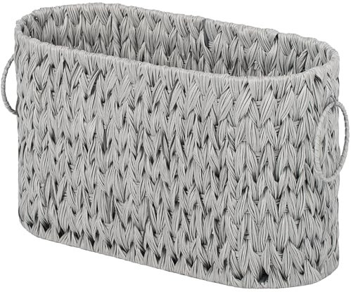 GRANNY SAYS Cesta Almacenamiento de Papel Higiénico, Almacenaje Papel Higienico, Organizador de Papel Higiénico, Almacenaje Baño Portarollos de Mimbre, Soportes para Revistas y Periódicos, Gris