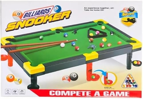 YSAMAX Snooker And Billiards Game Table Set for Kids, Full Billiard Ball Set, 2 Cues And Triangle, Entertainment For Your Kids, Skill-Building Play, Sturdy Build