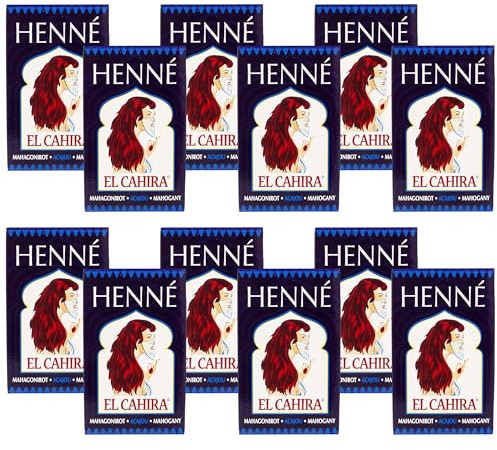 Hennedrog - Henna El Cahira mahagoni 12er Pack (XXL) - Haarfärbemittel auf pflanzlicher Basis in mahagonirot 12 x 85 g