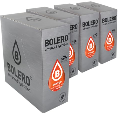 SET 96 BOLERO DA 9 GRAMMI ORANGE Preparato istantaneo per Bevande con Stevia e Vitamina C e Senza Zucchero