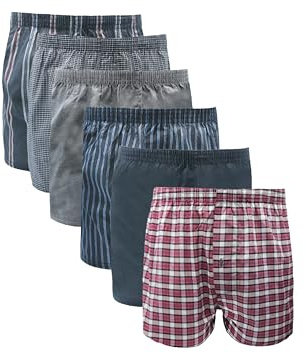 John Rider Mens 6 Pack Polycotton Woven Boxer Shorts | Classic Loose Fit Cotton Breathable Underwear Briefs, Men's Boxer Short M, L, XL, XXL, 3XL, 4XL, 5XL