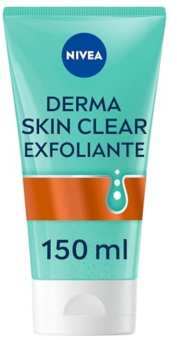 NIVEA Derma Skin Gel Exfoliante (1 x 150 ml), exfoliante facial y corporal anti puntos negros para pieles grasas y mixtas, gel limpiador con ácido salicílico y sal marina