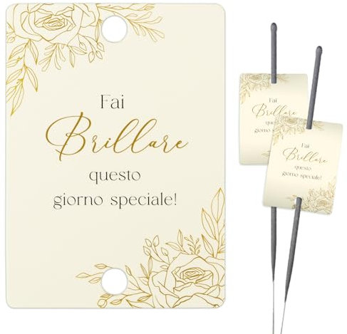 Etichette per Stelline Scintille Luminose Matrimonio, Cartoncini Biglietti per Scintilli Luminosi Nozze Sposi Taglio Torta Anniversario Fidanzamento Compleano Feste Decorazioni (100pz-Fiore)