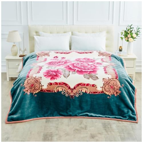 GC GAVENO CAVAILIA Manta con Peso de 2 Capas para Adultos, Manta Pesada de Forro Polar Sherpa Reversible (200 x 240 cm), Manta Floral tamaño King, sueño Profundo, Alivio de la ansiedad, Lavable a