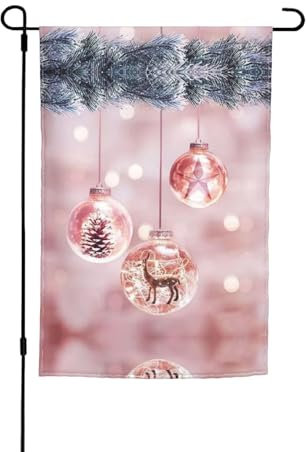 Drapeau de jardin élégant avec boule de Noël Rose 30,5 x 45,7 cm