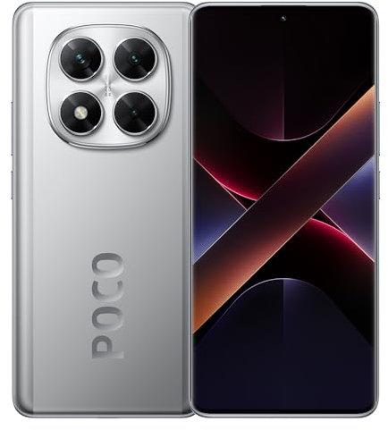 Xiaomi Poco X7 Smartphone 8+256GB, 45W Turbo Carga, 1.5K 120Hz AMOLED Pantalla Curva CrystalRes, Cámara Principal de 50MP con OIS a Prueba de Polvo, IP68, Batería Grande de 5110mAh - Plata