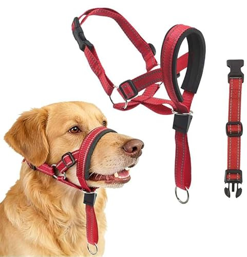 LUFFLOK Dog Head Collar Adjustable Reflective Head Collar for Dogs