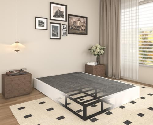 Tusonac 9 Inch Heavy Duty Metal Queen Box Spring Mattress Foundation, 3000lbs High Capacity Bed Base with Non-Slip Support, No Noise Structure, Easy Assembly, Durable Fabric Cover, Black