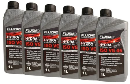FLUIDAX Olio idraulico ISO VG 46 HLP per Impianti Idraulici, Lubrificante Minerale Antiusura, Antiruggine, Antischiuma, Elevato indice di Viscosità HLP - 6 litri DIN 51524-51525 - ISO HM (6)