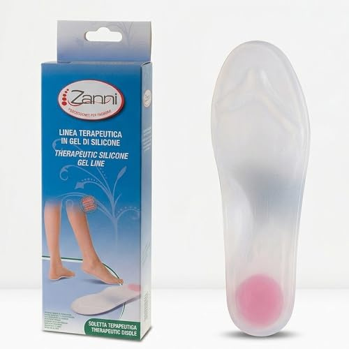 Zanni Soletta Terapeutica in Gel di Silicone a Densità Differenziata, Plantare Ortopedico Antishock Ammortizzante, Ideale per tutte le Scarpe da Lavoro o Sport, Antiscivolo e Lavabile, Taglia 41/42