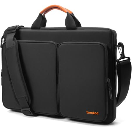 tomtoc 360 Protective Laptop Shoulder Bag compatible with The New Razer Blade Pro 17, HP Envy Laptop 17 Inch, Dell Inspiron 17 3000, ASUS ROG Zephyrus S 17.3 Inch, Notebook Bag with Accessory Pocket