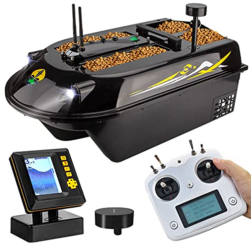 GPS Sea Fishing RC Bait Boat Sonar Fish Finder Auto Navigation 3Hull 8kg Loading 600M Distance Smart Fishing remote control Boat, SBOTTON-8571 (Color : WithSonar finder)