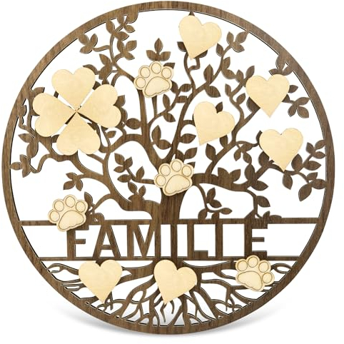 TAKULA Lebensbaum Holz Tree of Life Wanddeko Holz,Wanddeko-Stammbaum Familienbaum Stammbaum Vorlage zum Ausfüllen Lebensbaum Deko,Geschenk Familie Geschenke für Eltern