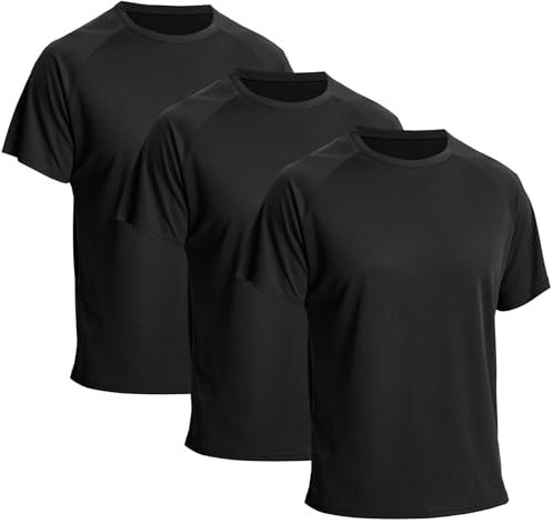 LNFINTDO 3 Pack Men's Running Shirts Cool Dry Sport Short Sleeve Gym Tops Breathable Athletic Training T-Shirts Crew Neck Workout