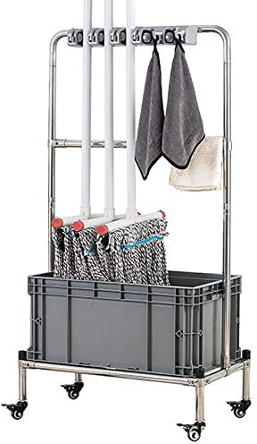 Movable Commercial Floor Mop Sink with Mop Holder, Bathroom Rectangular Mop Service Basin Slop Sinks for Garage, Store