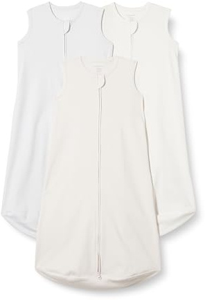 Amazon Essentials Saco de Dormir de Algodón, Manta Ponible (0,5TOG) Unisex Bebés, Pack de 3, Gris Perla/Marfil/Rosa Pálido, 0-6 meses