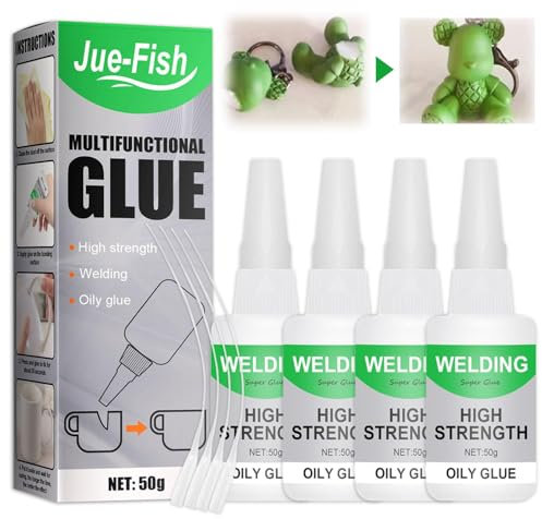 Sekundenkleber Extra Stark, 4 Flaschen mit 50 ml Superkleber Extra Stark für Alles Super Glue Transparent Ölkleber Sekundenkleber Flüssig Schnellkleber Für DIY Mehrere Materialien (4)