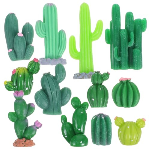 JOINPAYA Décor de Tableau de Bord Cactus en Résine Vert Compact sans Entretien, Scène Miniature Adorable pour Bureaux et Rebords de Fenêtres, Lot de 12 Pièces pour Décoration