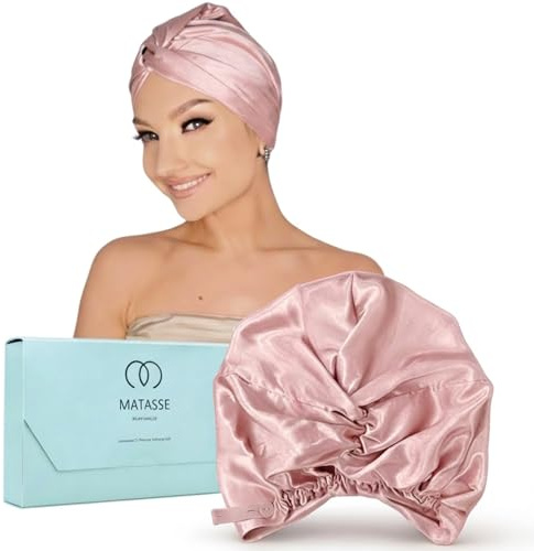 MATASSE Bonnet en Soie pour Cheveux Nuit 22 Momme 6A, Bonnet Soie Double Épaisseur Conçu en Italie, Tissu Respirant Hypoallergénique Certifié Oeko Tex pour Protection Capillaire Nocturne
