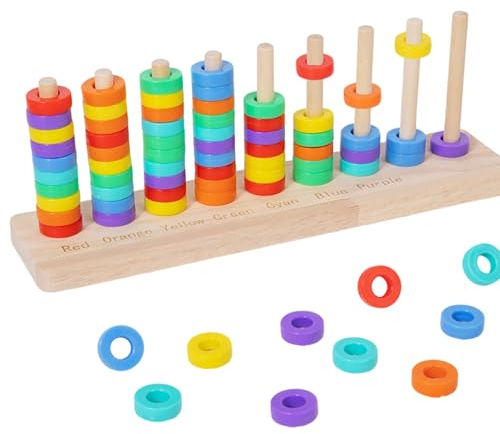 Générique Jeux d'Empilage pour | Jeux Éducatifs en Bois sur Les Couleurs, d'Empilement et d'Association Motricité Fine - pour Garçons Filles Jeunes Voyage Salle de Classe Maison Maternelle Fête