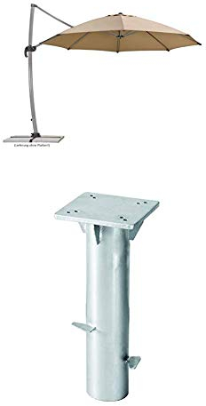 Schneider Sonnenschirm Rhodos Rondo, sand, 350 cm rund, Gestell Aluminium, Bespannung Polyester, 22.4 kg + Universal-Bodenplatte