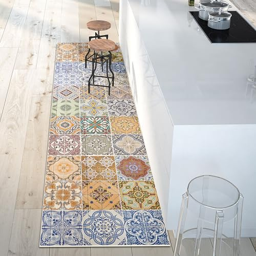 CREARREDA Alfombra Vinílica Cocina y Baño Antideslizante Lavable, Diseño Italiano Moderno, Impermeable, Decorativa, Resistente, Fácil Limpieza, Antimanchas, Higiénica, Made in Italy