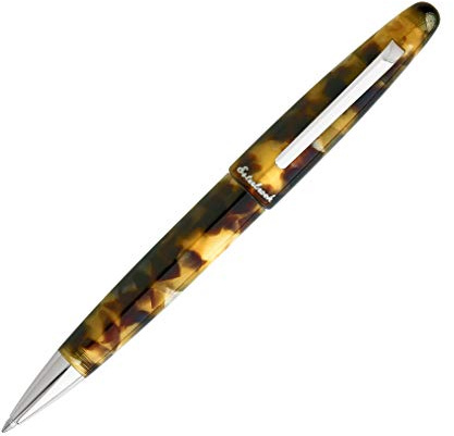 Esterbrook Kugelschreiber aus der Estie Serie, aus Acryl, marmoriertes Braun mit silbernen Details, mit einem Drehmechanismus, Ausgestattet mit schwarzer Tintenmine, E129